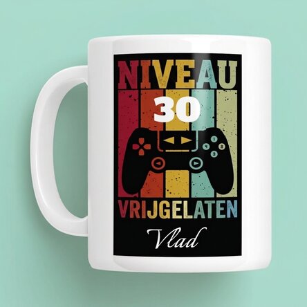 Gepersonaliseerde mok met tekst - Level Unlocked