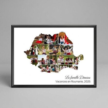 Tableau personnalisé avec 15 photos et un texte - Roumanie