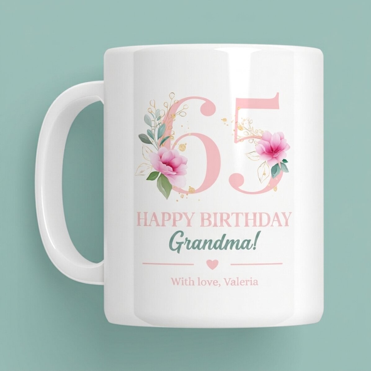Tasse personnalisée avec message - Fleurs