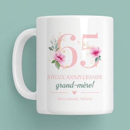 Tasse personnalisée avec message - Fleurs