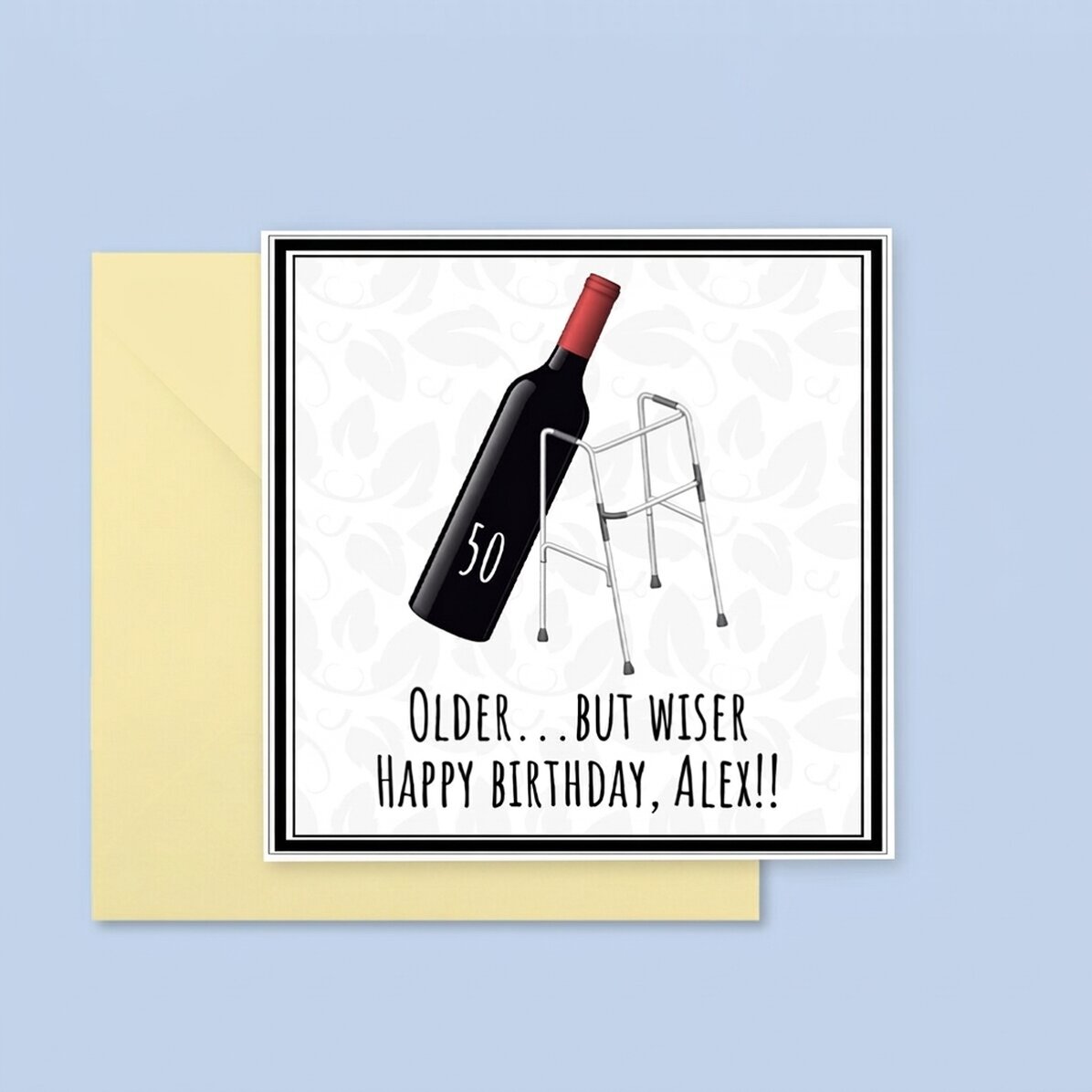 Carte carrée personnalisée avec texte - « Older but wiser »