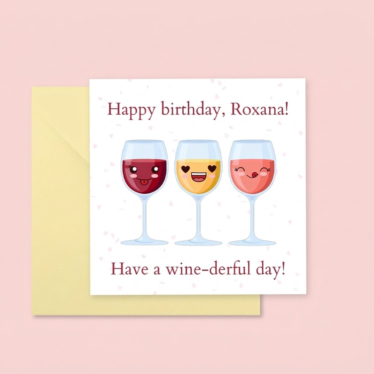 Gepersonaliseerde vierkante kaart met tekst - Wine-derful