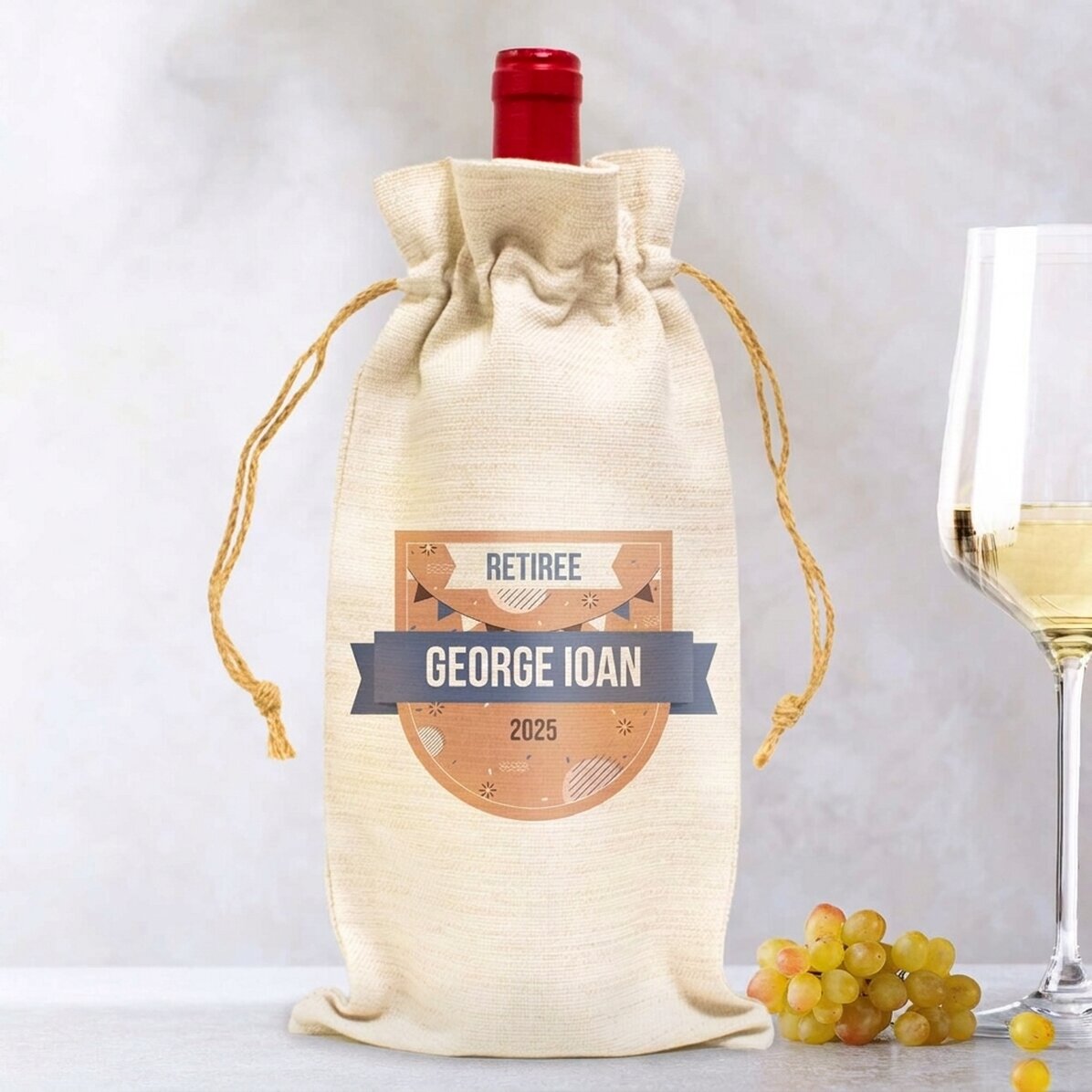 Gepersonaliseerd zakje voor een fles wijn met een boodschap - Gepensioneerd