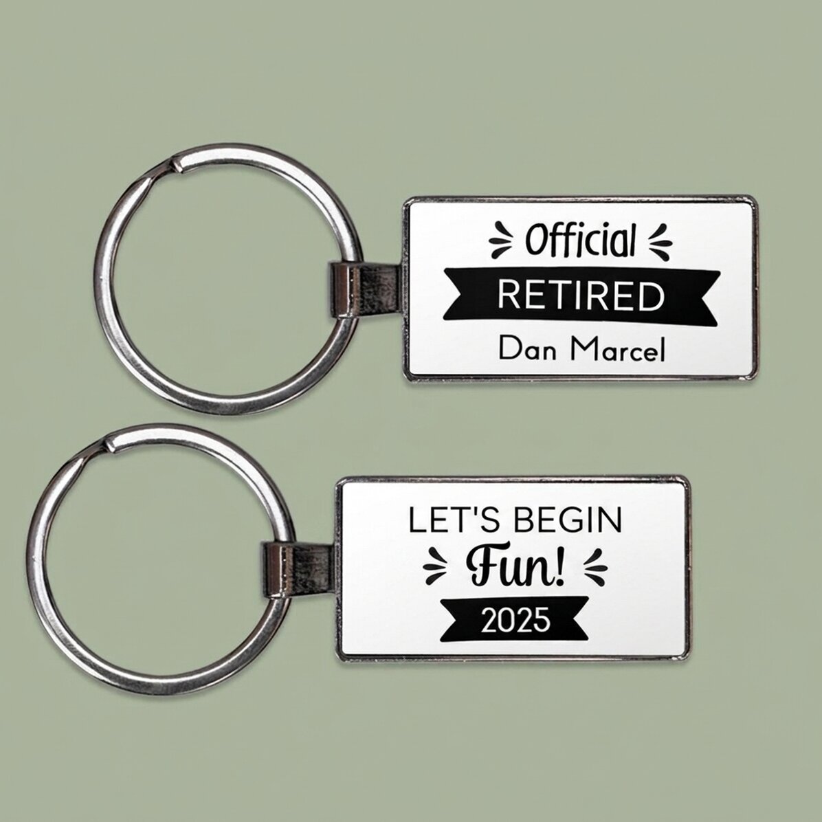 Gepersonaliseerde sleutelhanger met tekst - Pensioen