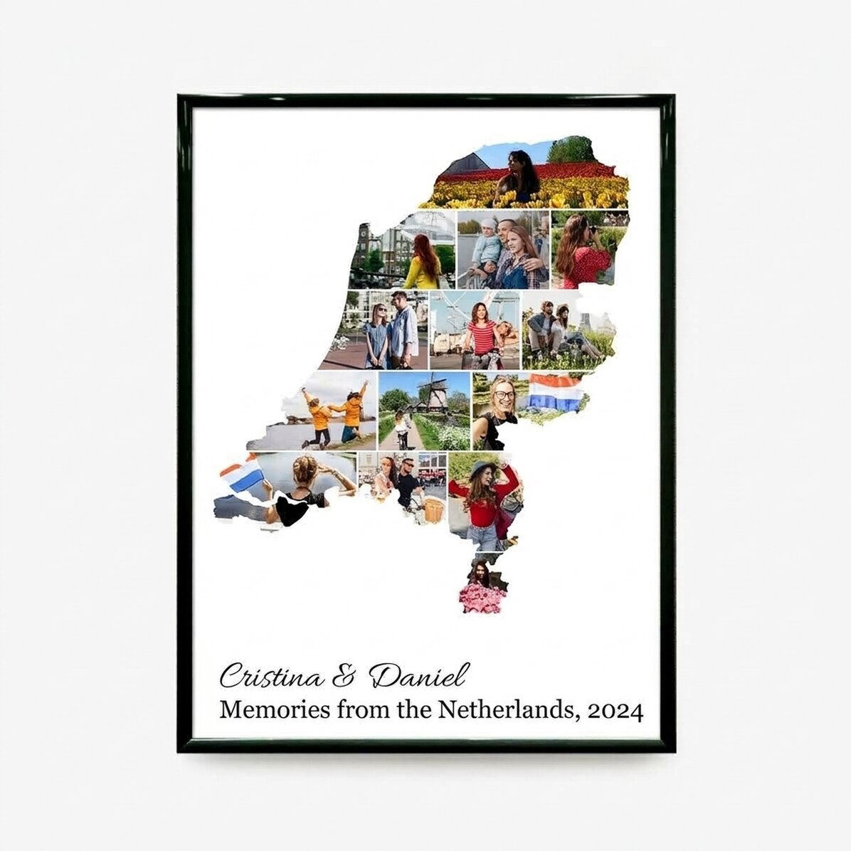 Tableau personnalisé avec 14 photos et un texte - Pays-Bas