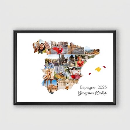 Tableau personnalisé avec 12 photos et un texte - Espagne