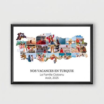 Tableau personnalisé avec 20 photos et un texte - Turquie