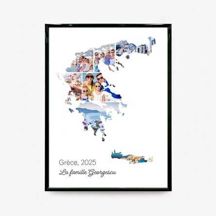 Tableau personnalisé avec 8 photos et un texte - Grèce