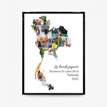 Tableau personnalisé avec 10 photos et un texte - Thaïlande