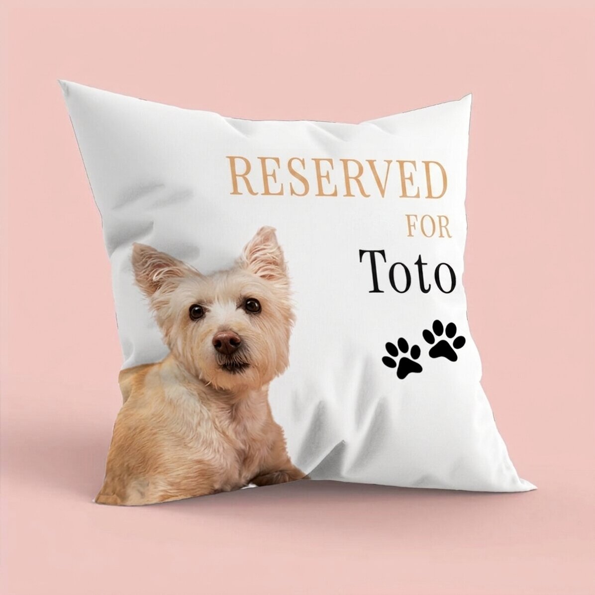 Coussin personnalisé avec la photo et le nom de votre animal préféré