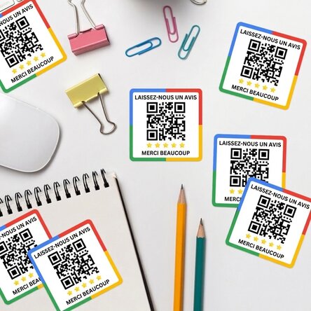 Lot de 12 autocollants (étiquettes adhésives) personnalisés avec texte et code QR - Donnez-nous votr