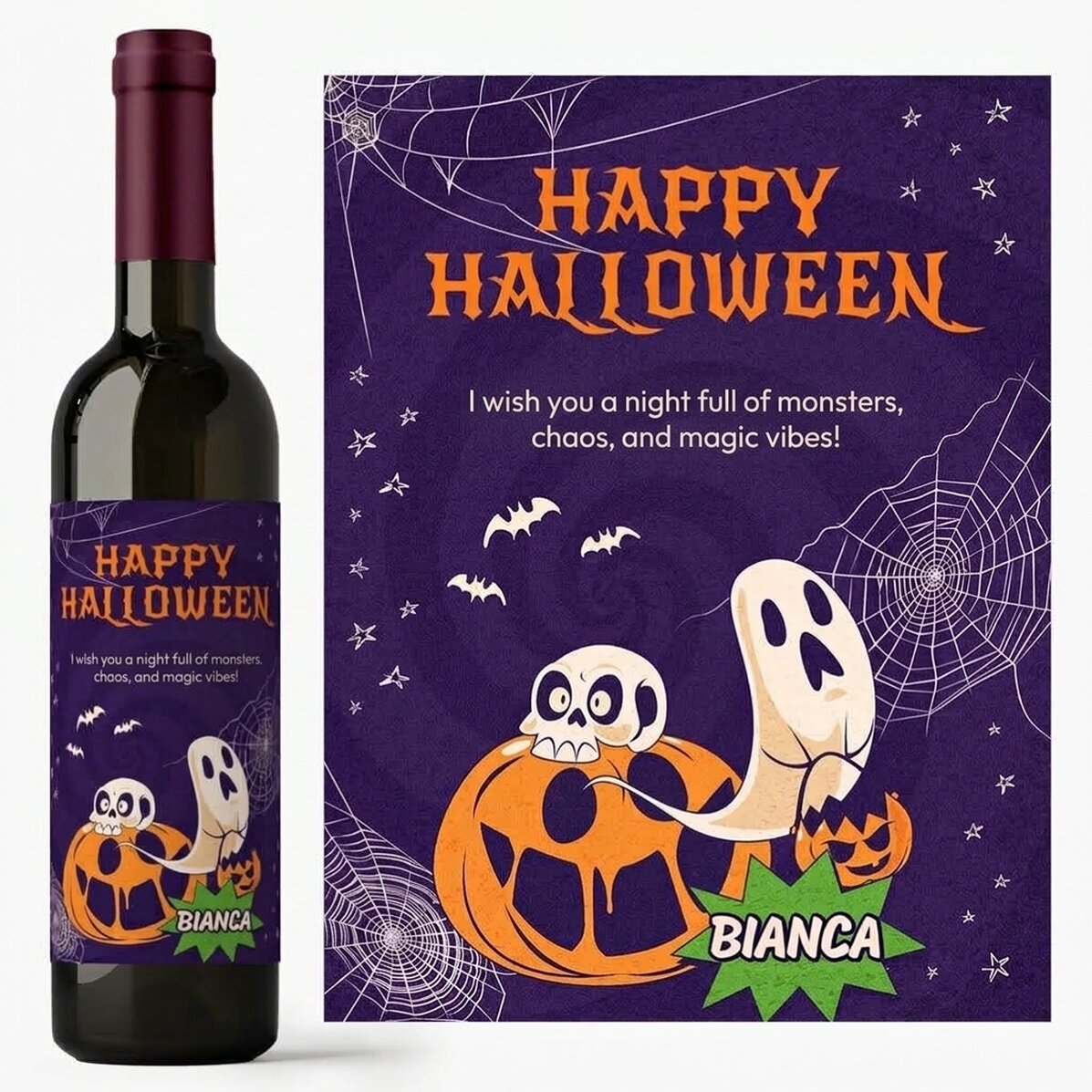 Wijn met gepersonaliseerde boodschap - Stay spooky