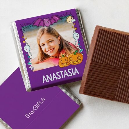 Mini-chocolat personnalisé avec un nom et une photo - Halloween