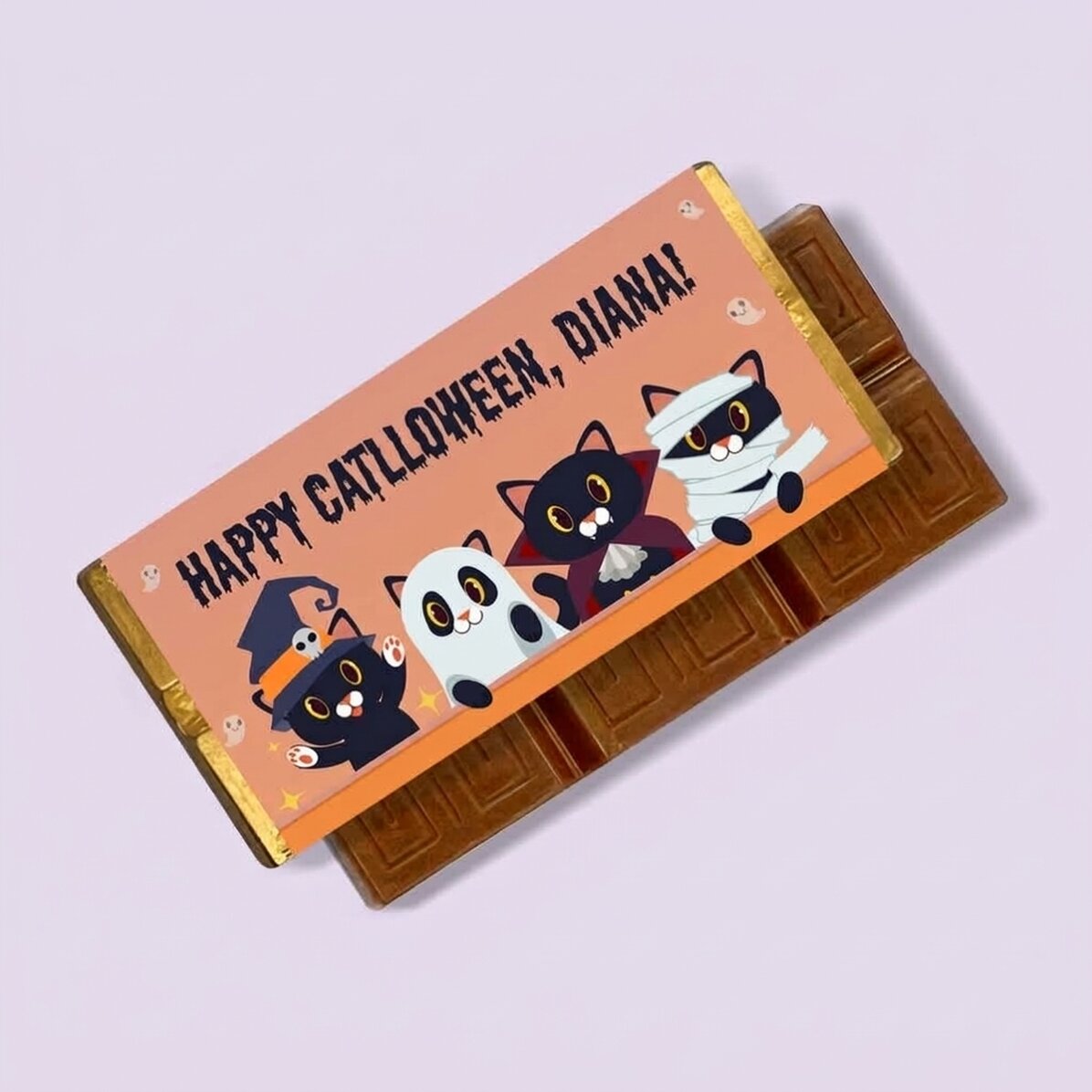 Mini-tablette de chocolat personnalisée avec un message - Catlloween
