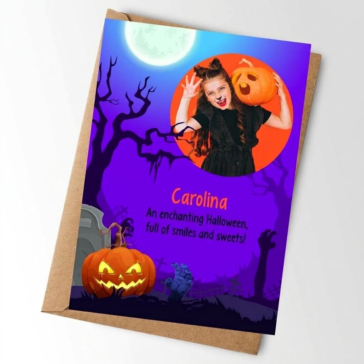 Carte personnalisée avec texte et photo - Halloween