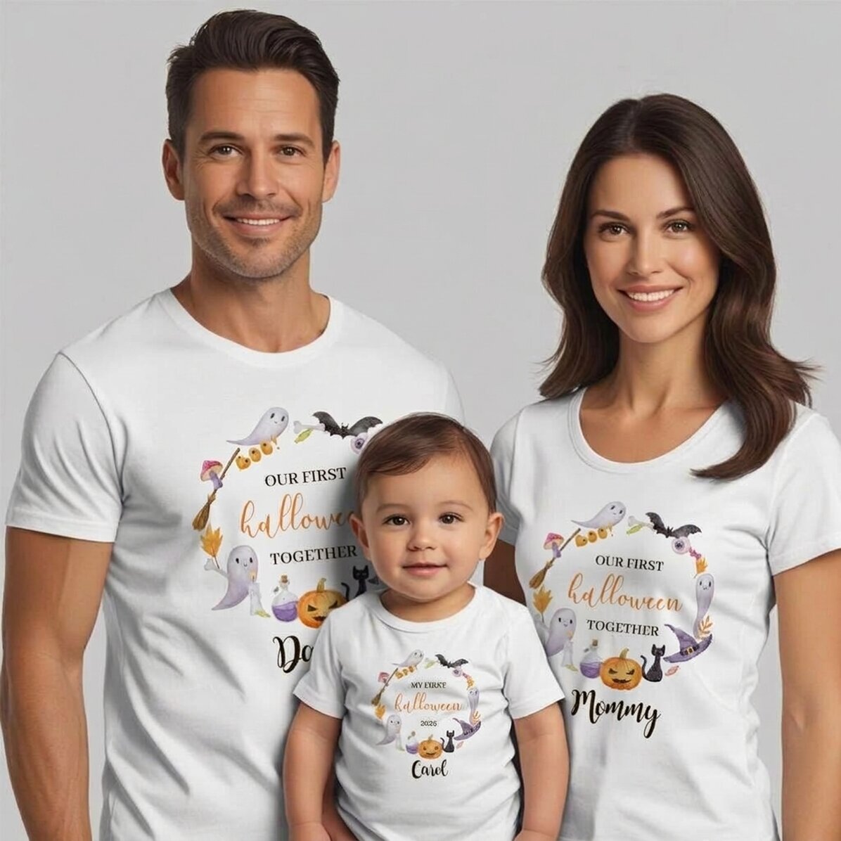 Katoenen T-shirt voor kinderen/volwassenen met eigen opdruk - My first Halloween