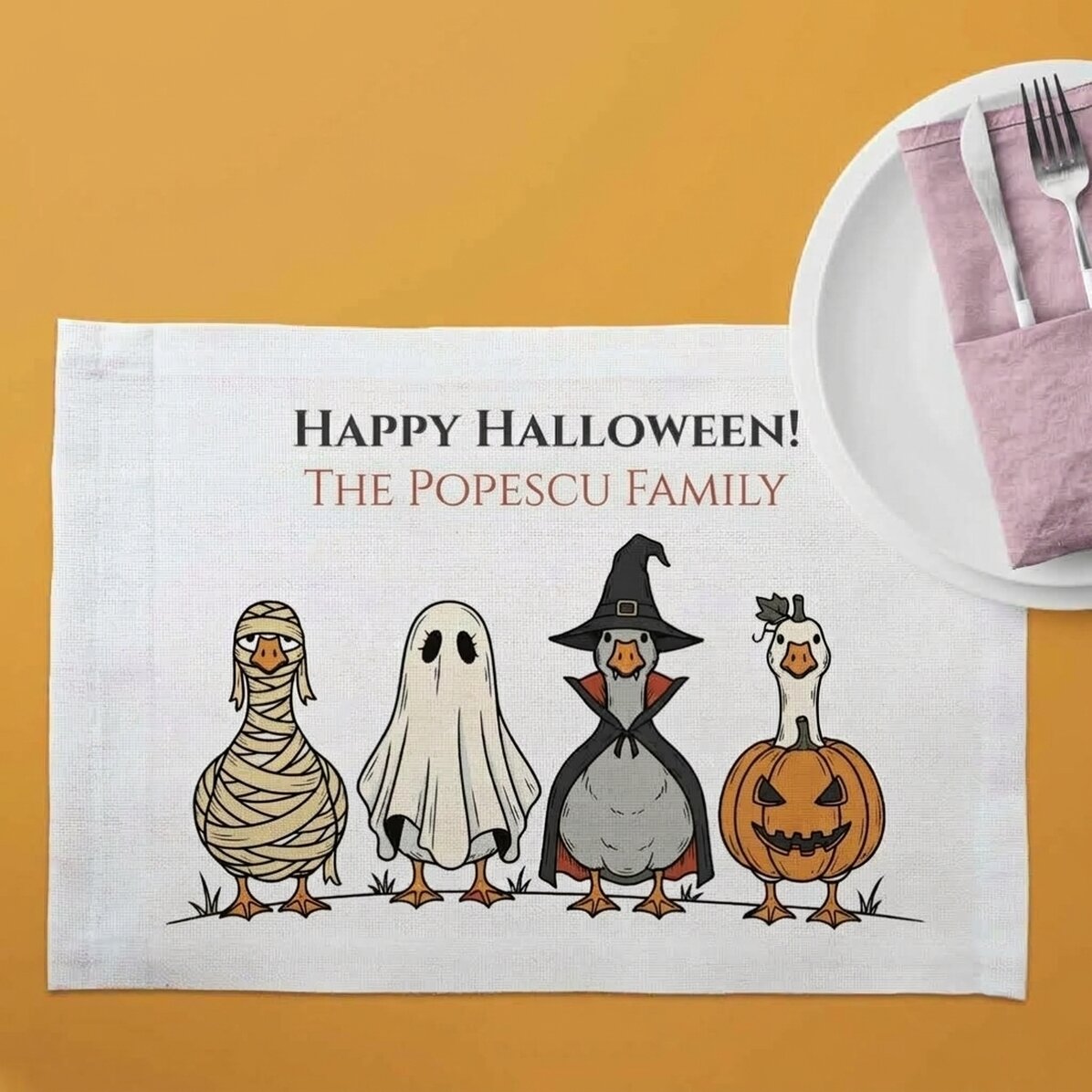 Gepersonaliseerde bordhouder met tekst - Halloween