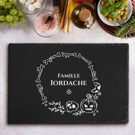 Plaque en ardoise gravée et personnalisée avec un texte - Halloween