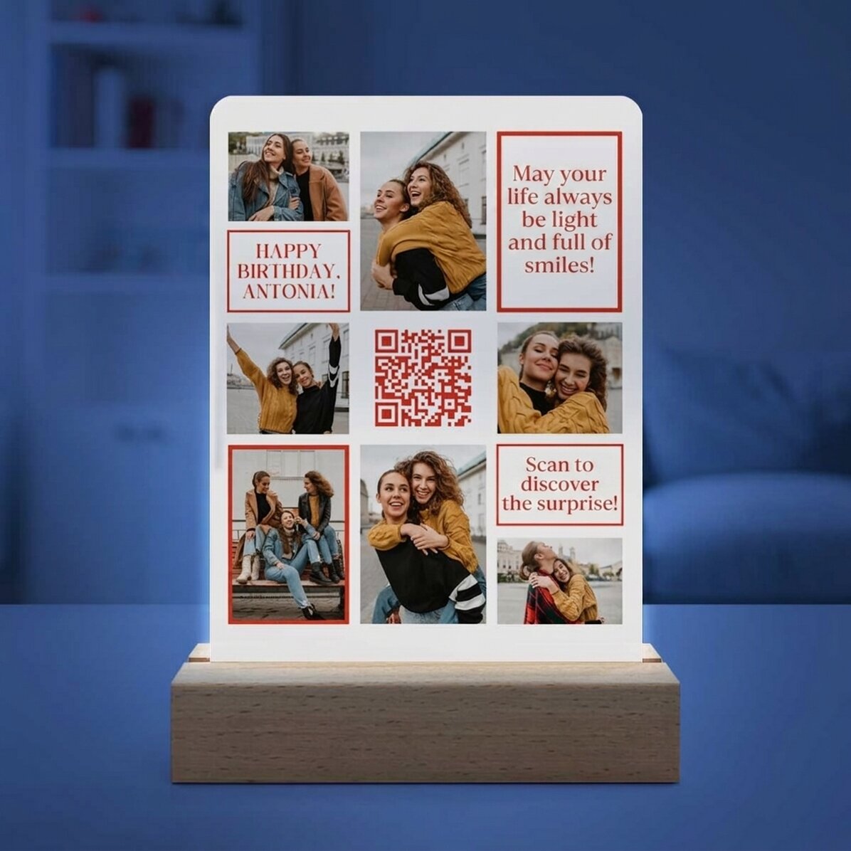 Gepersonaliseerde LED-nachtlampje met 7 foto