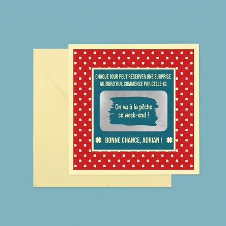 Carte à gratter personnalisée avec texte - Bonne chance