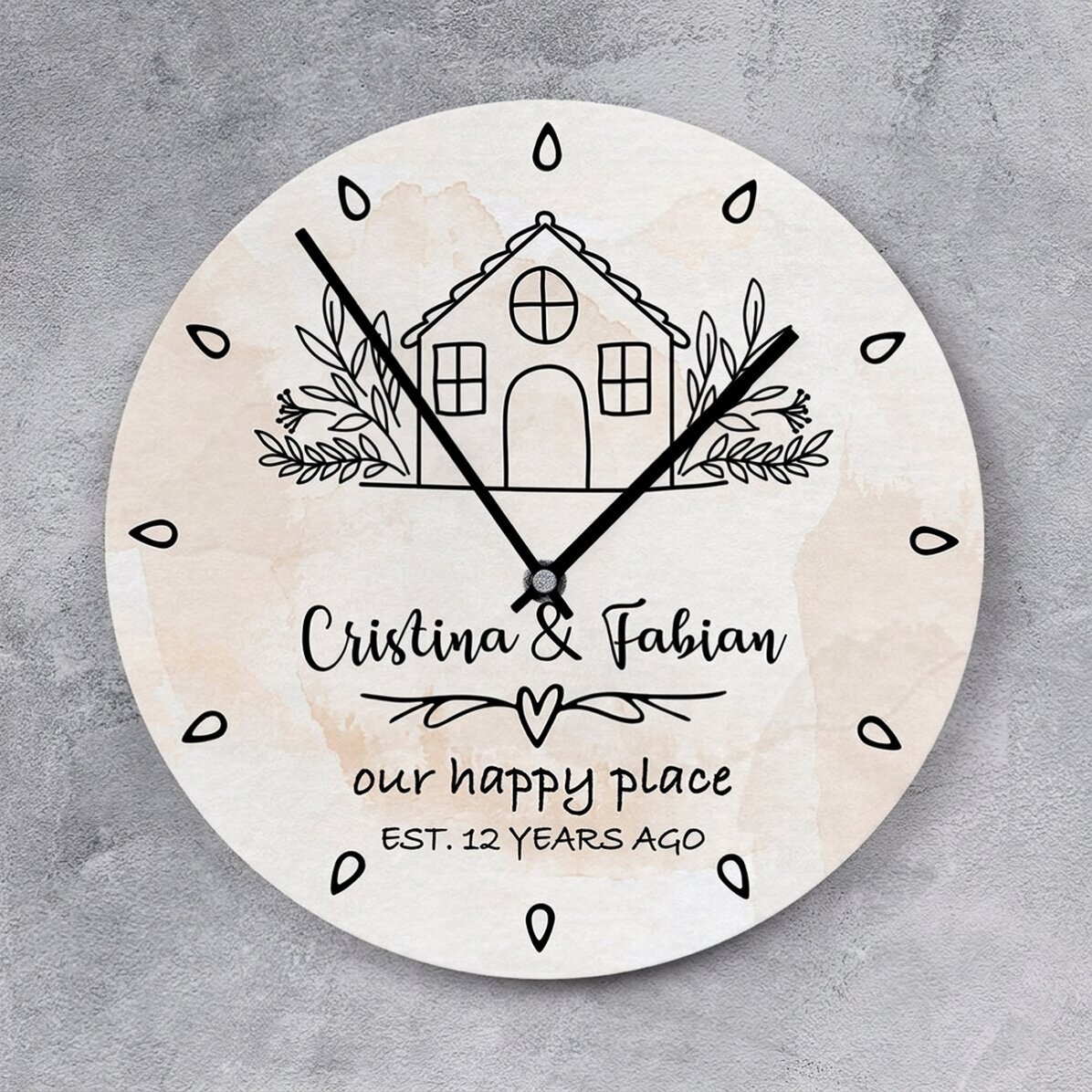 Gepersonaliseerd horloge met tekst - Happy place