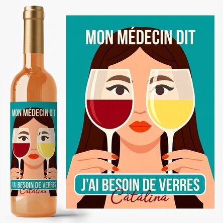 Vin personnalisé avec un message - Verres
