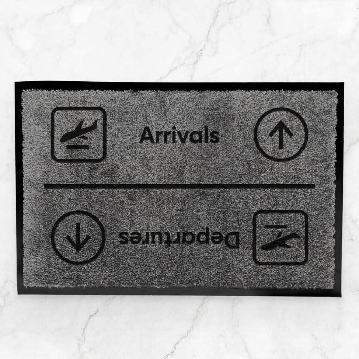 Op maat gemaakte vloermat voor binnen met een boodschap