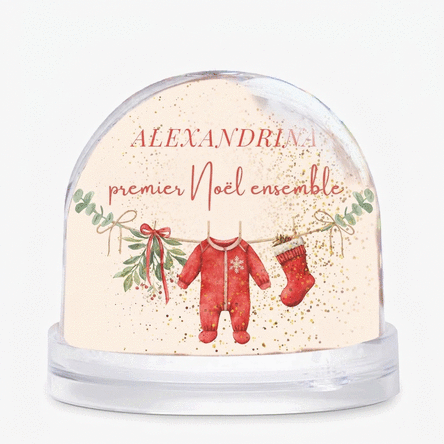 Boule de bureau personnalisée avec message et photo - First Christmas