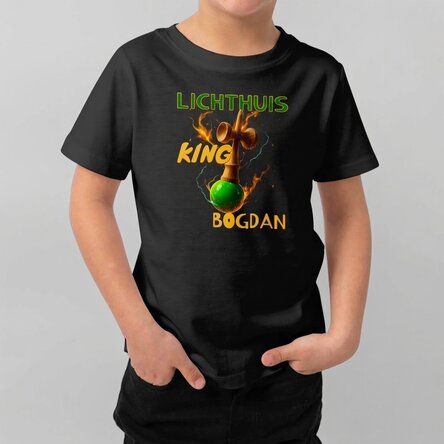 Katoenen T-shirt voor kinderen, gepersonaliseerd met tekst - Lighthouse King
