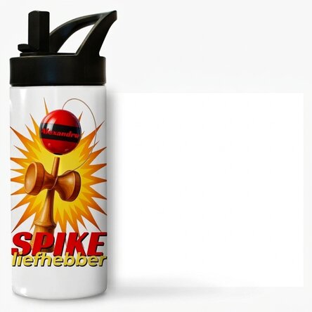 Thermosfles met handvat en rietje, gepersonaliseerd met naam voor kinderen - Spike Enthusiast