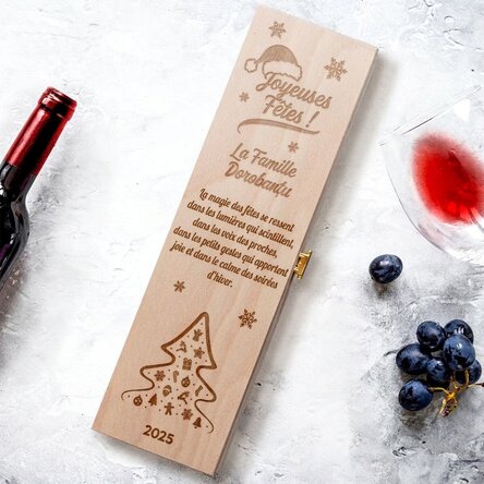 Caisse de vin personnalisée avec un message - Joyeuses fêtes !