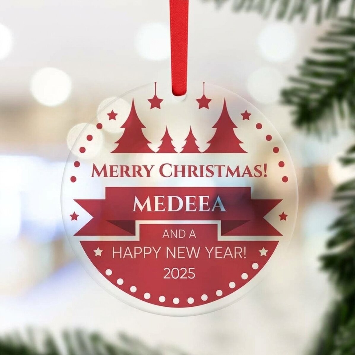 Décoration ronde personnalisée avec message - Noël