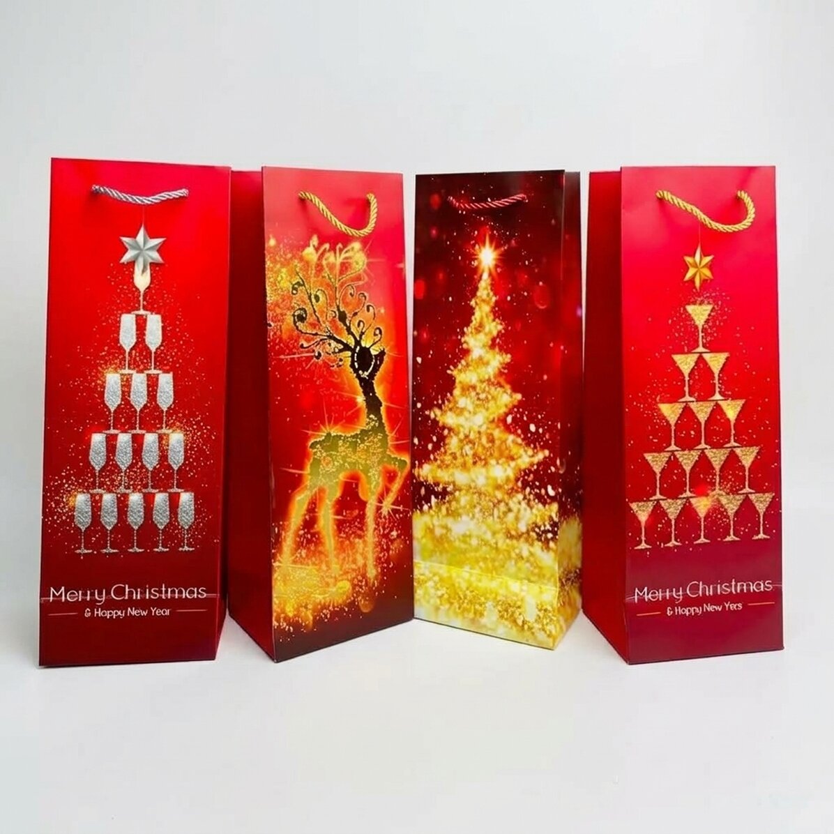 Sachet cadeau pour bouteille - Noël