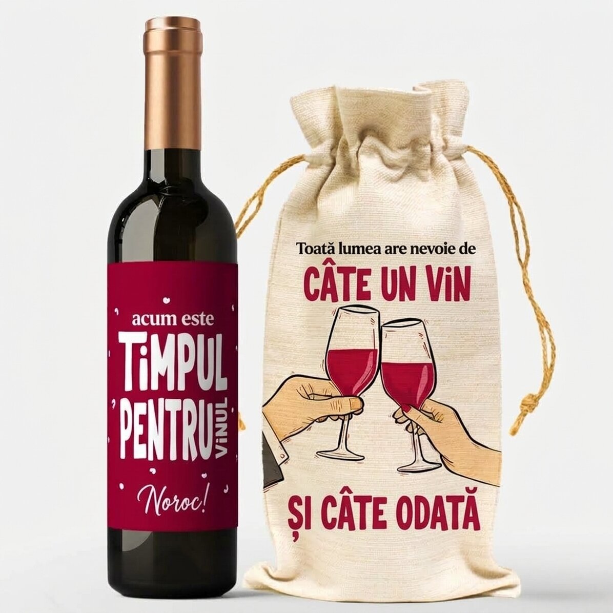 Coffret cadeau comprenant une bouteille et un sac à vin - Wine o