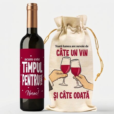 Cadeauset met wijnfles en wijnzakje - Wine o