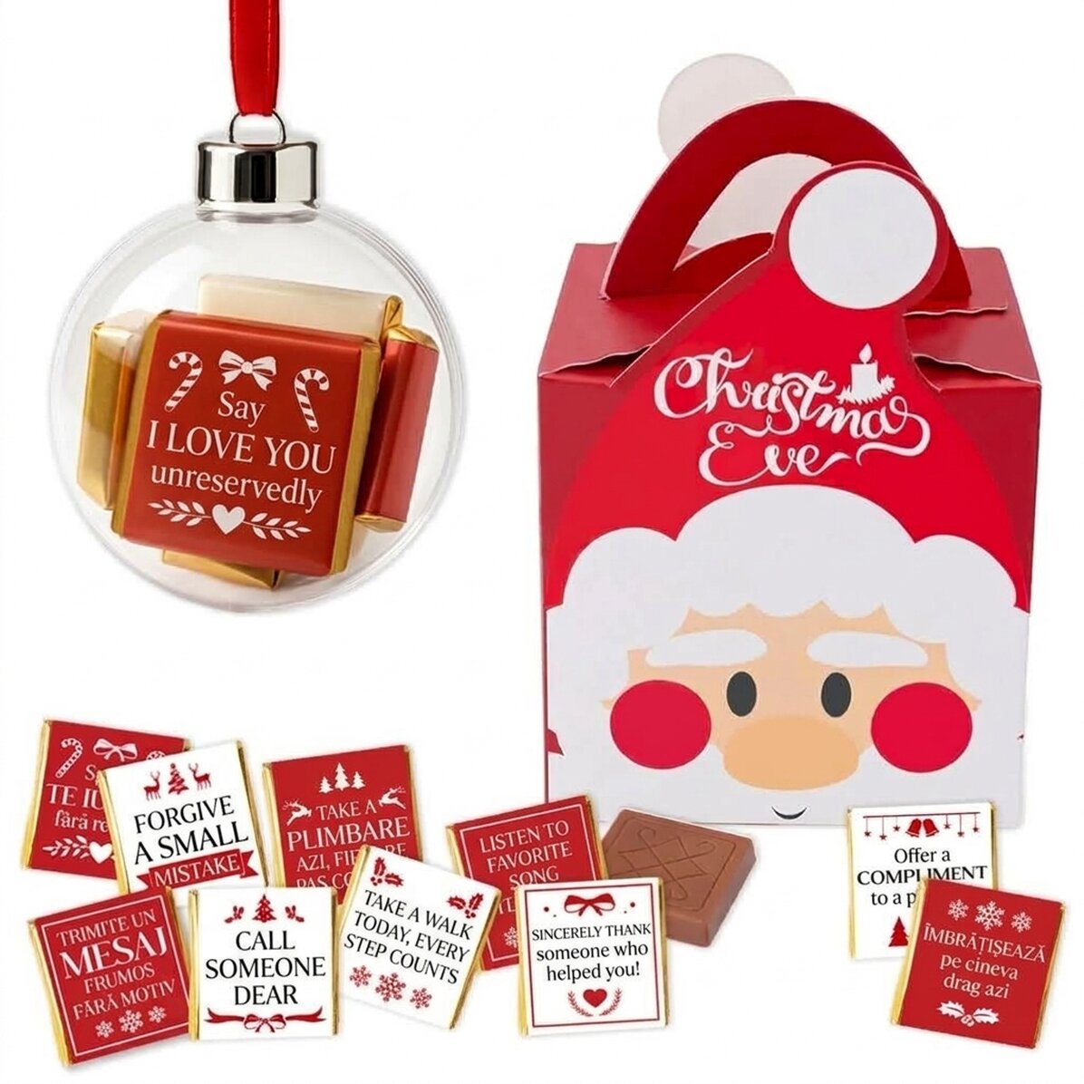 Cadeauset met een wereldbol en 10 minichocoladehapjes - Fapte bune