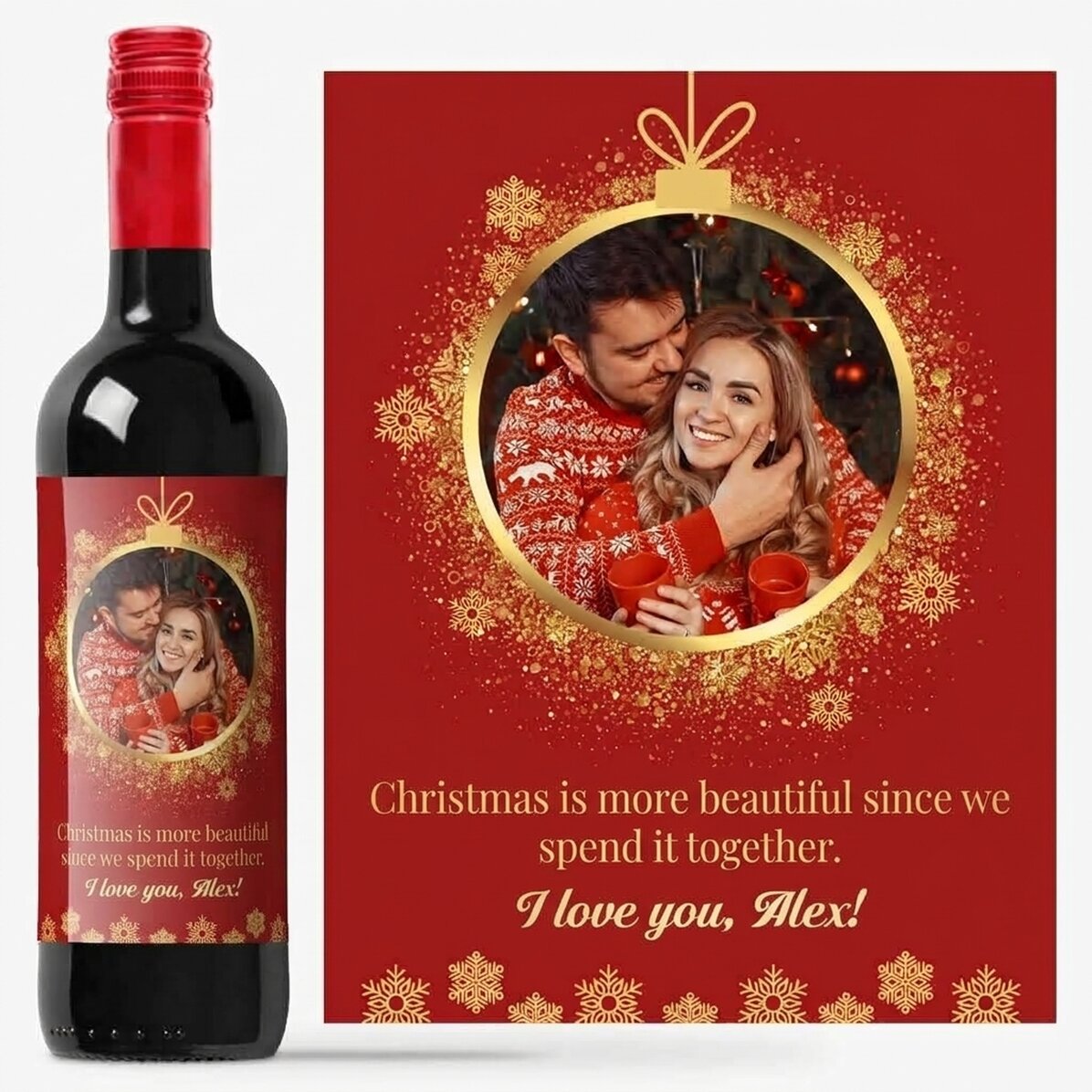 Wijn met eigen foto en tekst - Kerstmis
