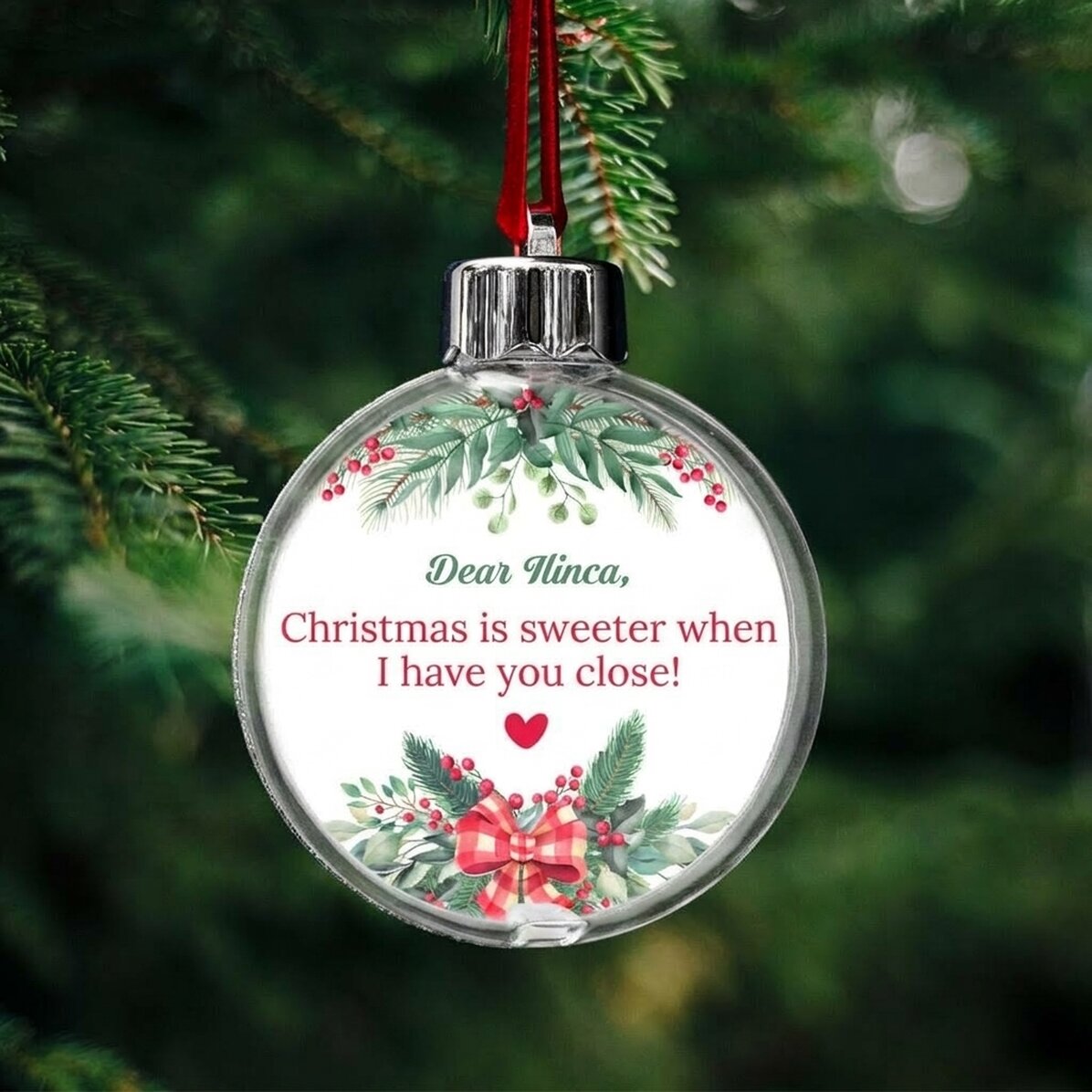 Gepersonaliseerde kerstbal met boodschap - Kerstmis