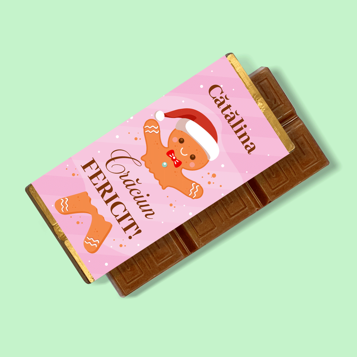 Gepersonaliseerde mini-chocoladereep met tekst - Gingerbread