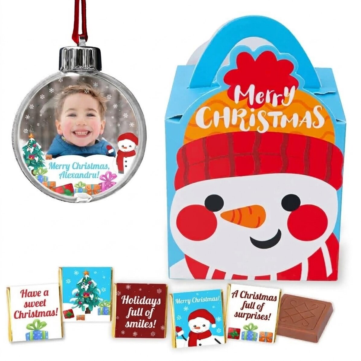 Cadeauset met gepersonaliseerde wereldbol - Sneeuwpop