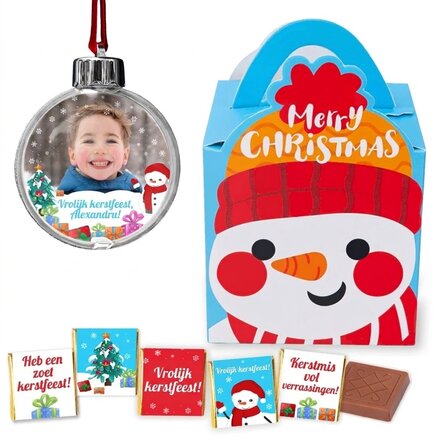 Cadeauset met gepersonaliseerde wereldbol - Sneeuwpop