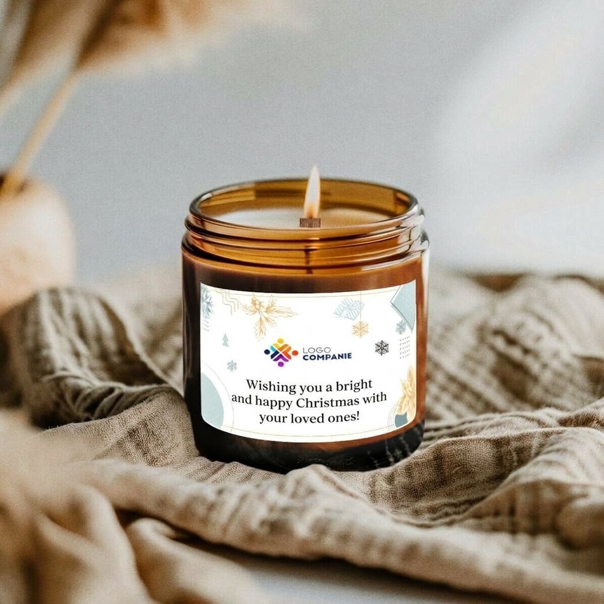 Petite bougie parfumée personnalisée avec logo et texte - Minimaliste