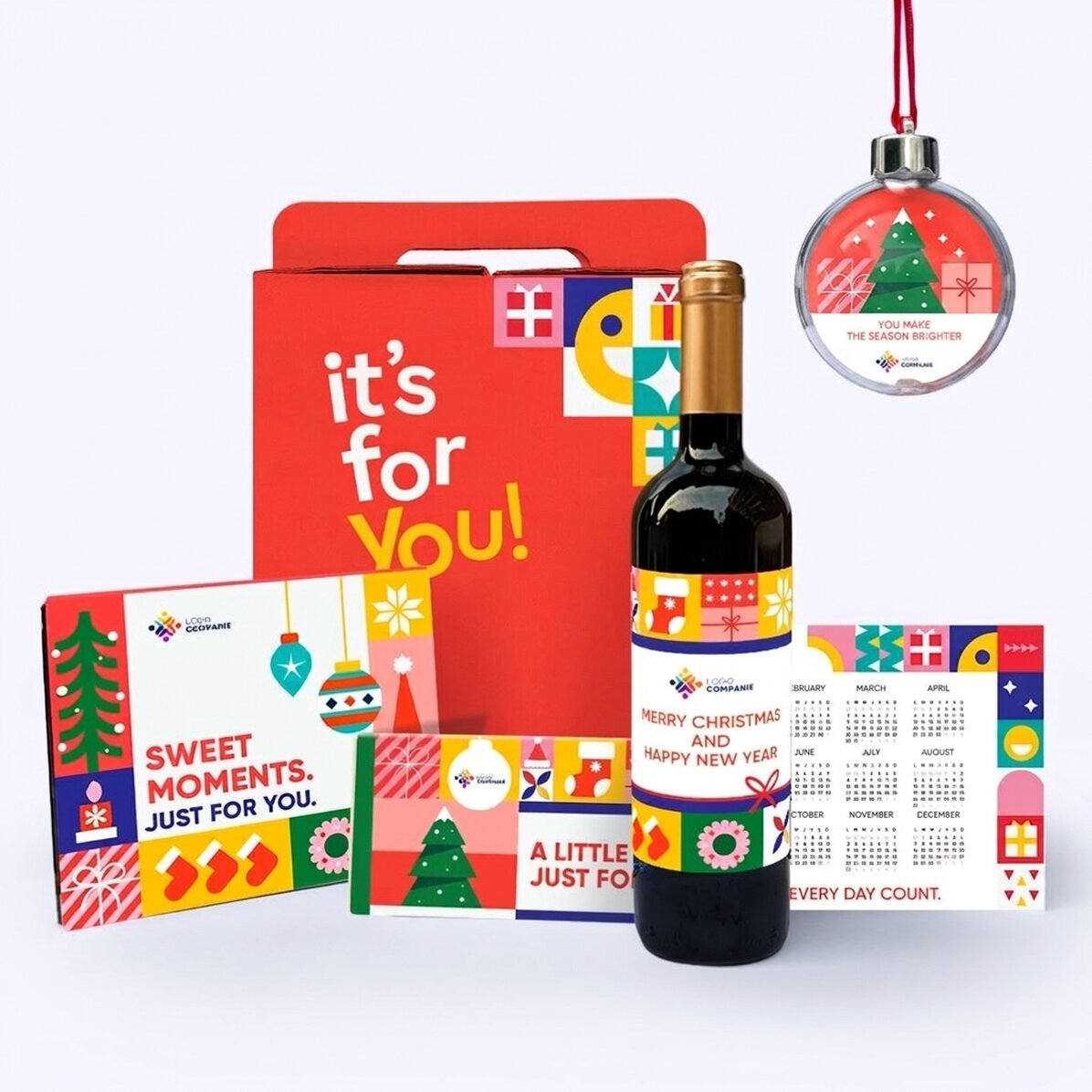 Coffret cadeau « Christmas Joy » contenant des produits personnalisés avec votre logo