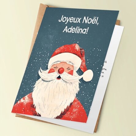 Carte de vœux personnalisée avec un message de Noël - Vintage Santa