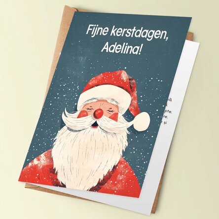 Gepersonaliseerde kerstkaart met kerstboodschap - Vintage Santa