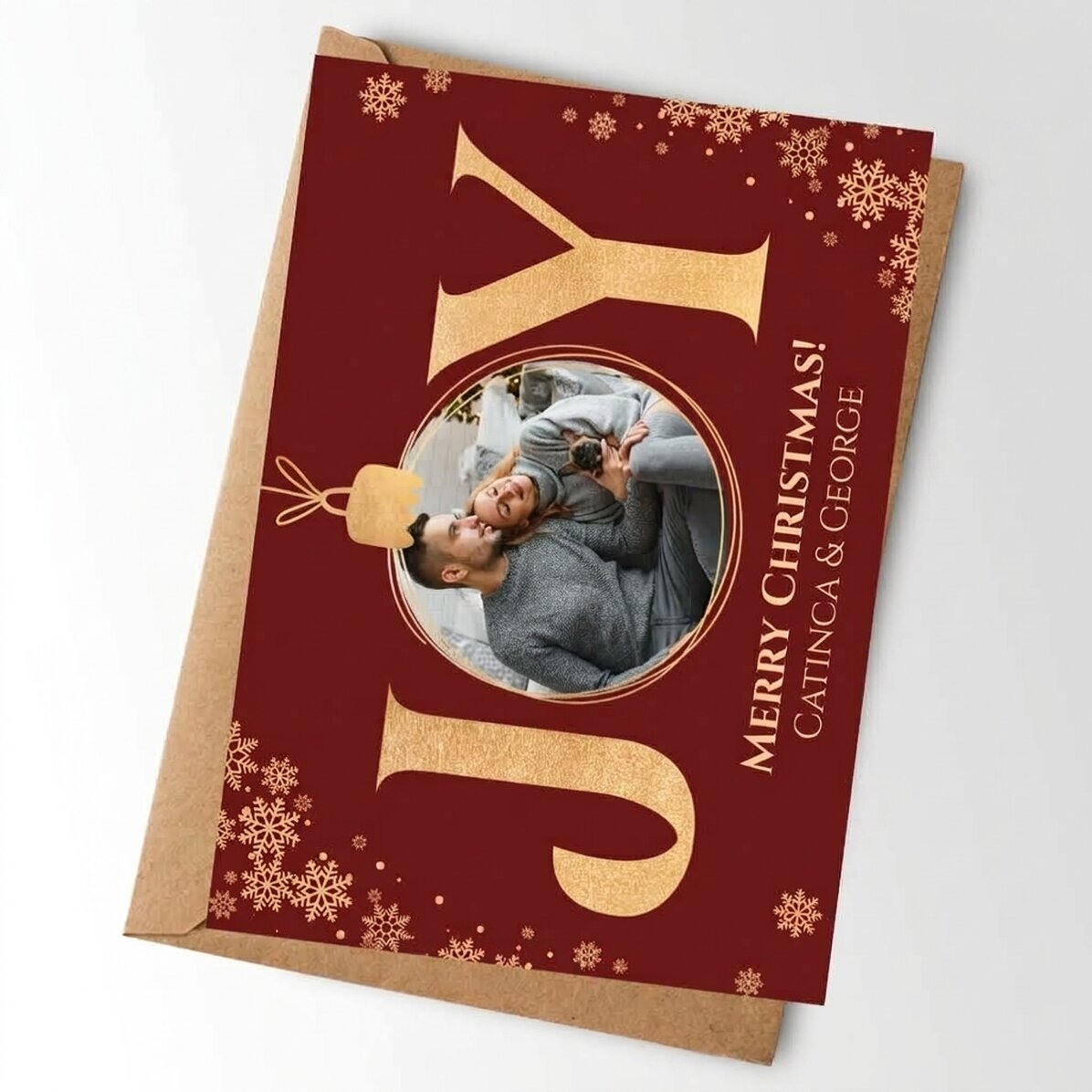 Carte personnalisée avec photo et message - Joyeux Noël !