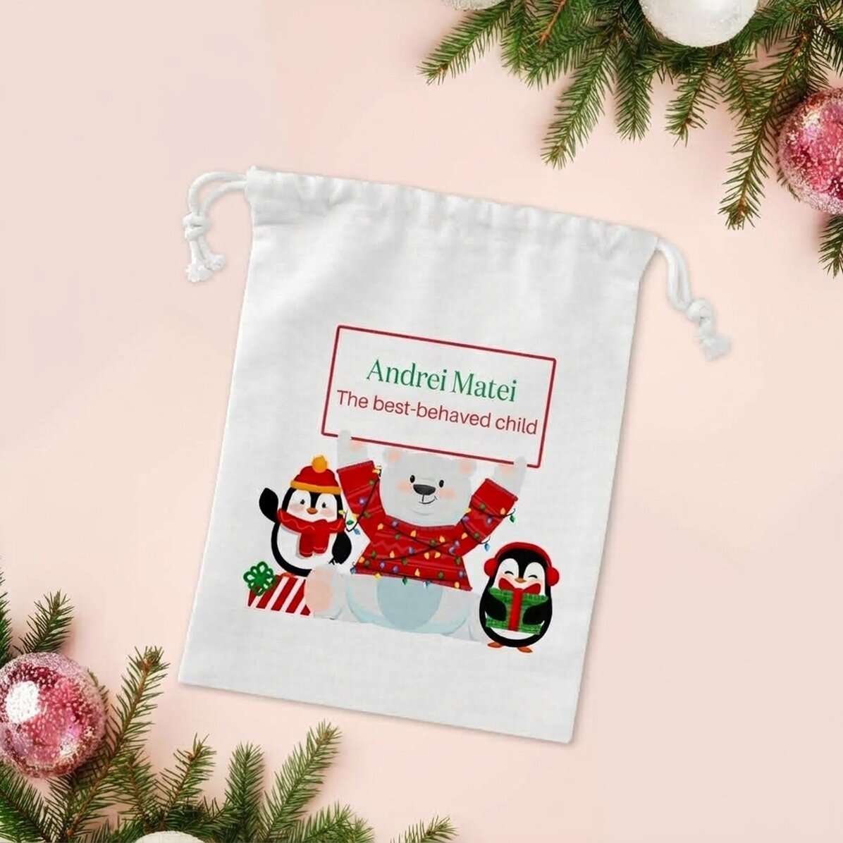 Kleine, gepersonaliseerde cadeauzakje met tekst - Kerstmis
