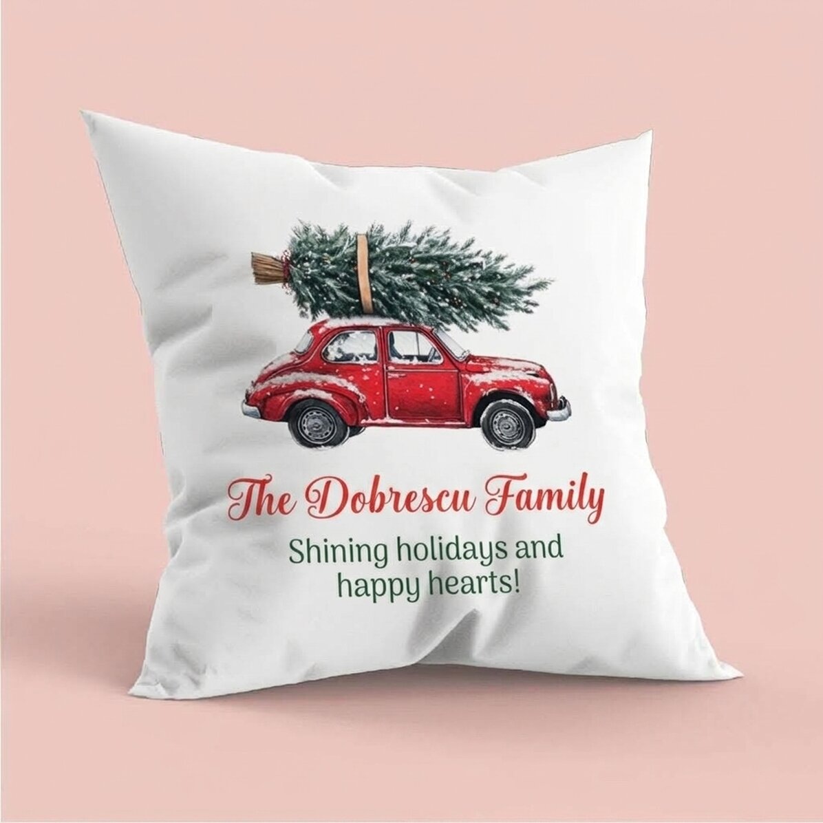 Coussin personnalisé avec message - Noël vintage