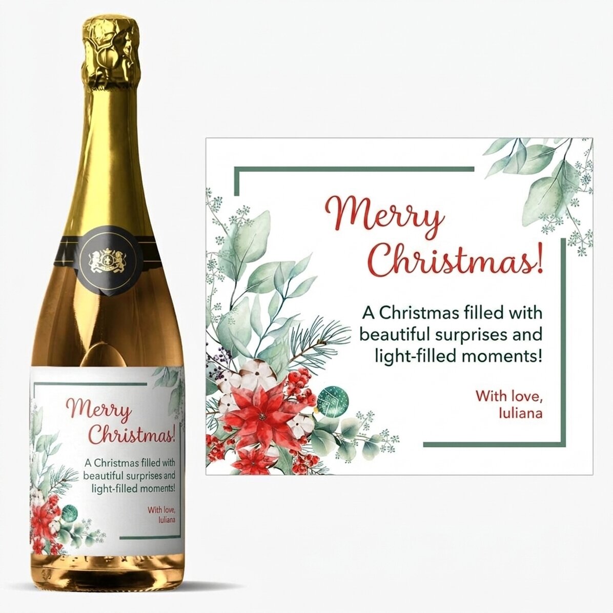 Mousserende wijn met gepersonaliseerde tekst - Kerstmis