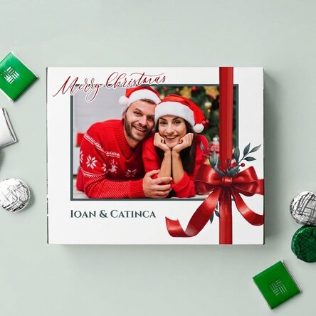 Boîte de bonbons personnalisée avec photo et texte - Noël